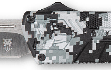 CobraTec Knives WDCCTLWDNS Lightweight  3.25" OTF Drop Point Plain D2 Steel Blade/Winter Digi Camo Aluminum Handle Includes Pocket Clip