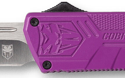 CobraTec Knives PURCTLWDNS Lightweight  3.25" OTF Drop Point Plain D2 Steel Blade/Purple Aluminum Handle Includes Pocket Clip