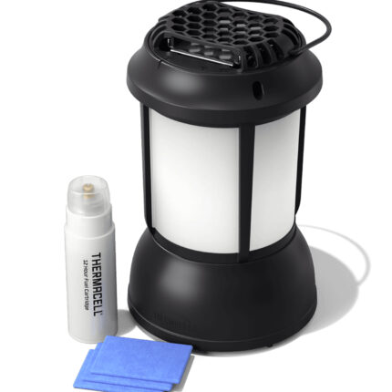 Thermacell PSLL2 Patio Shield Lantern Mosquito Repeller Black Effective 15 ft Odorless Scent Repels Mosquito Effective Up to 12 hrs