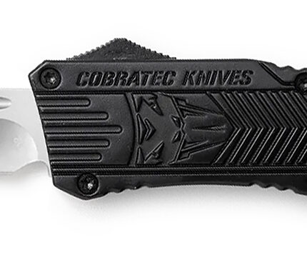 CobraTec Knives LBCTK1LTNS CTK-1 Large 3.25" OTF Tanto Plain D2 Steel Blade/Black Aluminum Handle Features Glass Breaker Includes Pocket Clip