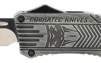 CobraTec Knives LSWCTK1LTNS CTK-1 Large 3.75" OTF Tanto Plain D2 Steel Blade/Stonewashed Aluminum Handle Features Glass Breaker Includes Pocket Clip