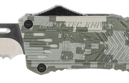 CobraTec Knives LADCCTK1LTS CTK-1 Large 3.75" OTF Tanto Part Serrated D2 Steel Blade/Army DigiCamo Aluminum Handle Features Glass Breaker Includes Pocket Clip