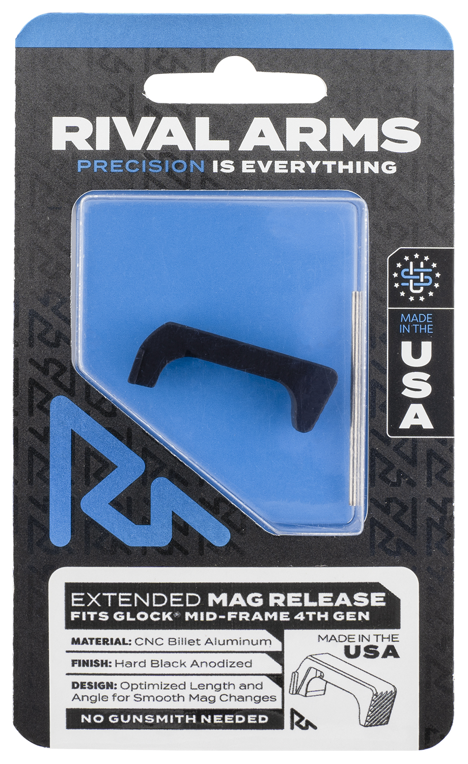 Rival Arms RA72G002A Magazine Release Glock Gen4 Extended Hard Black Anodized Aluminum