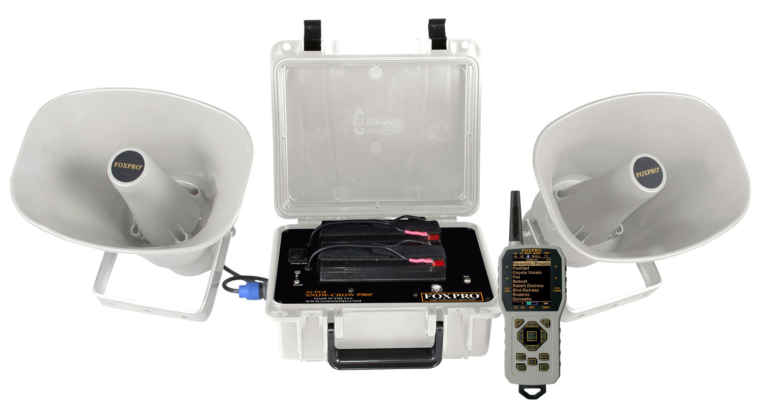 Foxpro SSCPW Super Snow-Crow Pro Attracts Crow/Predator/Snow Goose Features TX1000 Transmitter White ABS Polymer