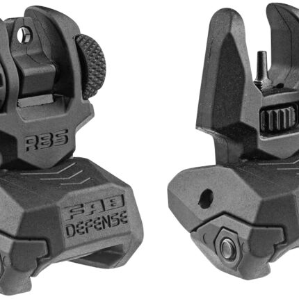 FAB Defense FXFRBS Front/Rear Folding Back-Up Sights AR-15/ M16/ M4 Low Profile Dual Aperture Rear Sight Black Polymer and Metal