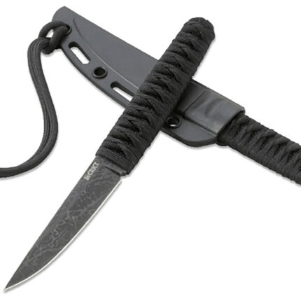 CRKT 2367 Obake 3.64" Fixed Plain Acid Etched Gray TiCN 8Cr14MoV SS Blade/ Black Nylon Cord Wrapped Stainless Steel Handle Includes Sheath