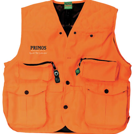 Primos 65705 Gunhunter's Hunting Vest 3XL Blaze Orange Features Compass & LED Light