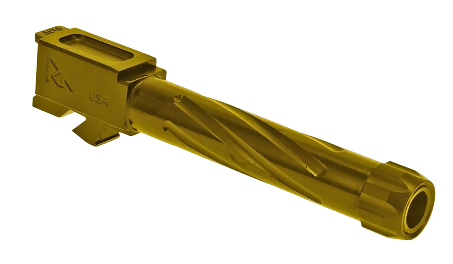 Rival Arms RA20G102E Precision V1 Match Grade 9mm Luger Compatible w/Glock 17 Gen3-4, 4.49" Fluted Threaded Gold PVD Stainless Steel