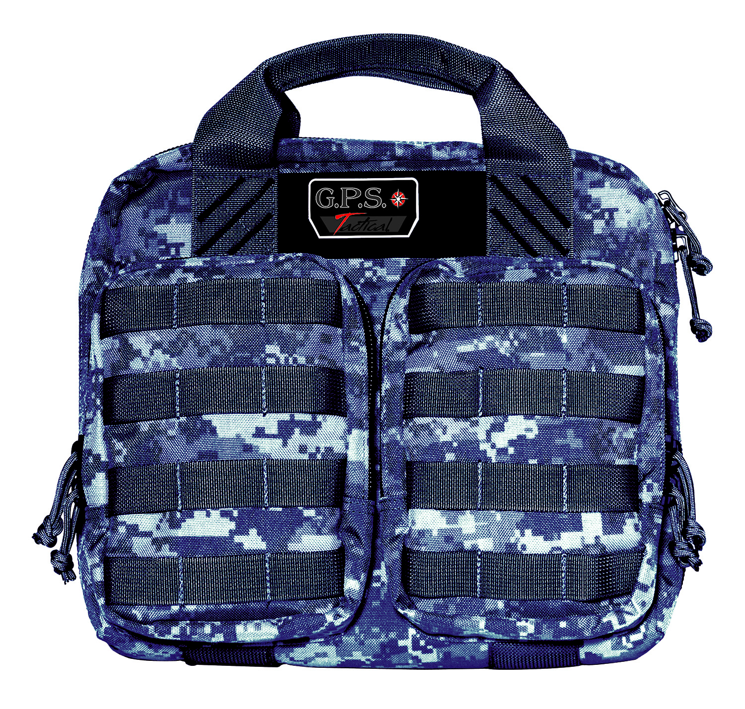 GPS Bags T1413PCG Double +2 Tactical Gray Digital 1000D Nylon Teflon Coating with Visual ID Storage System, Lockable YKK Zippers, MOLLE Webbing & Ammo Storage Pockets Holds UP To 4 Handguns