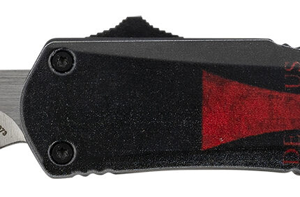 Templar Knife STK332 Gen II Templar Flag Small 2.69" OTF Drop Point Plain Powder Coated 440C SS Blade, 4.31" Templar Flag Aluminum Handle Glass Breaker
