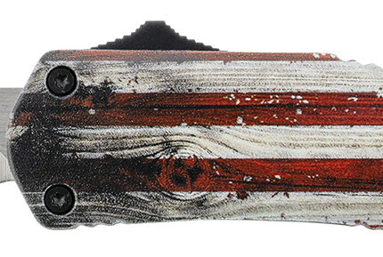 Templar Knife SWUS232 Gen II Wood US Flag Small 2.69" OTF Tanto Plain Powder Coated 440C SS Blade, 4.31" Painted Wood Grain US Flag Aluminum Handle, Glass Breaker