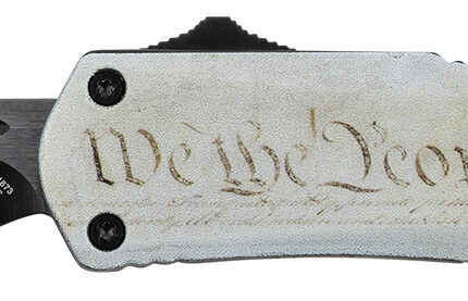Templar Knife SWTP531 Gen II We The People Small 2.25" OTF Tanto Part Serrated Black Oxide Stonewashed 440C SS Blade, 4.31" White w/Flag & "We The People" Aluminum Handle, Glass Breaker
