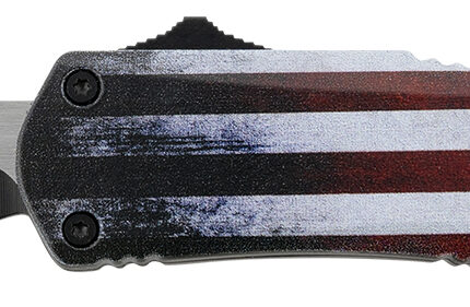 Templar Knife SUS231 Gen II US Flag Small 2.69" OTF Tanto Plain Black Oxide Stonewashed 440C SS Blade, 4.31" US Flag Aluminum Handle, Glass Breaker