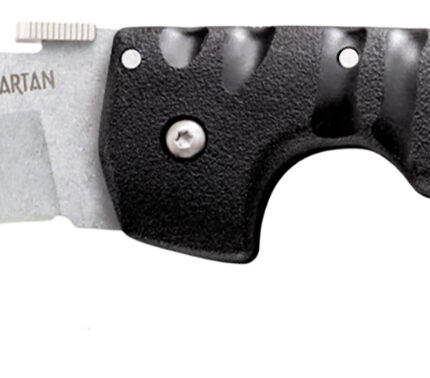 Cold Steel CS21ST Spartan 4.50" Folding Plain Stone Washed Japanese AUS-10A SS Blade/Black Griv-Ex w/Steel Liners Handle Includes Pocket Clip