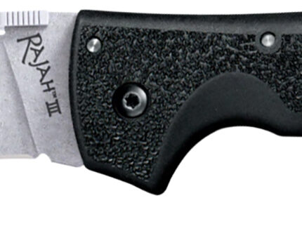 Cold Steel CS62JM Rajah III 3.50" Folding Drop Point Plain Stone Washed AUS-10A SS Blade/Black Griv-Ex Handle Includes Pocket Clip