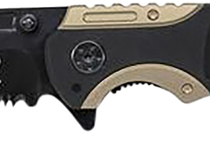 Smith & Wesson Knives SWP13BSCP M&P  3.50" Folding Drop Point Part Serrated Stonewashed 8Cr13MoV SS Blade/Black & Tan Aluminum Handle Includes Pocket Clip