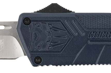 CobraTec Knives NYCTLWTNS Lightweight  3.25" OTF Tanto Plain D2 Steel Blade/NYPD Blue Aluminum Handle Includes Pocket Clip