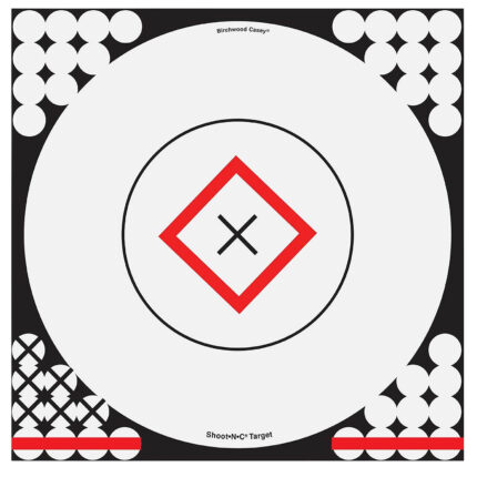 Birchwood Casey 34195 Shoot-N-C Reactive Target Self-Adhesive Paper Black/Red/White 17.25" Bullseye 5 Pack