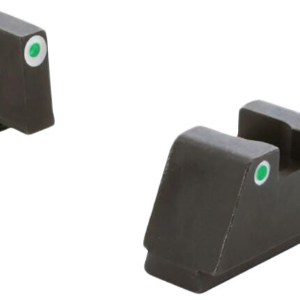 AmeriGlo GL330 Optic Compatible Sight Set for Glock  2XL Tall Green Tritium White Outline Front Sight-Green Tritium White Outline Rear Sight