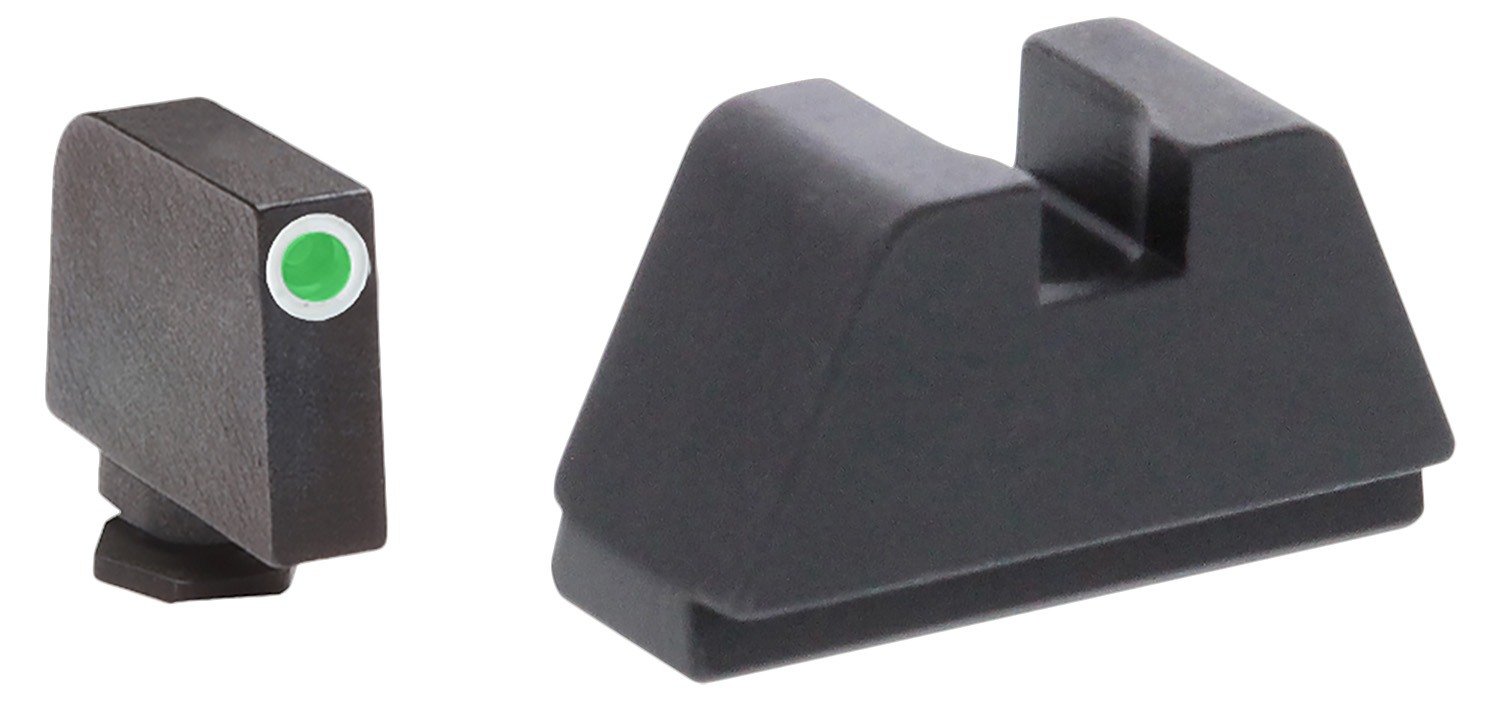 AmeriGlo GL481 Optic Compatible Sight Set for Glock 2XL Tall Green Tritium White Outline Front Sight-Black Rear Sight