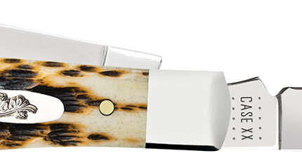 Case 00079 Stockman  Medium 2.57"/1.88"/1.76" Folding Clip/Sheepsfoot/Pen Plain Mirror Polished Chrome Vanadium Steel Blade/Peach Seed Jigged Amber Bone Handle