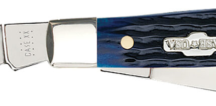 Case 02806 Stockman  Medium 2.42"/1.58"/1.57" Folding Clip/Sheepsfoot/Pen Plain Mirror Polished Tru-Sharp SS Blade/Rogers Corn Cob Jigged Blue Bone Handle
