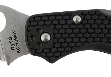 Spyderco BY01PSBK2 Byrd Harrier 2 Lightweight 3.36" Folding Part Serrated 3Cr13MoV SS Blade Black  Textured FRN Handle Includes Pocket Clip