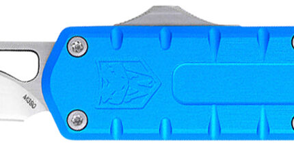 CobraTec Knives CTEBLUM390DNS Enforcer  3.25" OTF Drop Point Plain M390 Steel Blade/Blue Aluminum Handle
