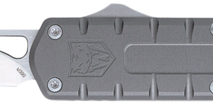 CobraTec Knives CTEGRYM390DNS Enforcer  3.25" OTF Drop Point Plain M390 Steel Blade/Gray Aluminum Handle