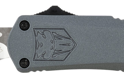 CobraTec Knives SGYFS3DNS FS-3  Small 2.75" OTF Plain D2 Steel Blade/Gray Aluminum Handle Features Glass Breaker Includes Pocket Clip