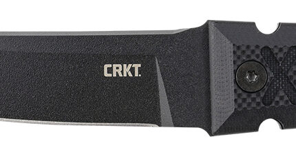 CRKT 2927 HZ6  6.50" Fixed Plain Black Matte Baked-On Anti Rust SK-5 Steel Blade/Black w/Carved X's G10 Handle Includes Sheath