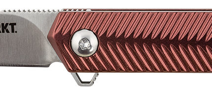 CRKT K820BXP Stylus  3.18" Folding Drop Point Plain Satin 12C27 Sandvik Blade/Maroon Aluminum Handle Includes Pocket Clip