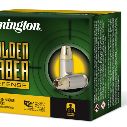 Remington Ammunition 27609 Golden Saber Defense 45ACP 185gr Brass Jacketed Hollow Point 20 Per Box/25 Case