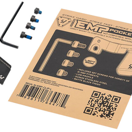 Strike Industries EMPCLIPL Magazine Pocket Clip Stainless Steel Black for SI EMP Mag Extension Left Hand