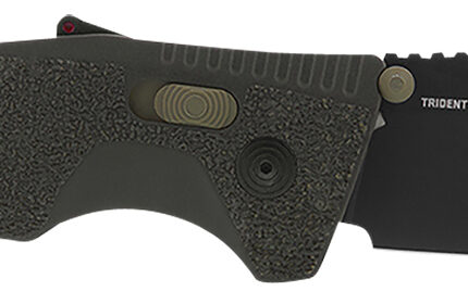 S.O.G SOG11120341 Trident AT 3.70" Folding Clip Point Plain Black TiNi Cryo D2 Steel Blade/Olive Drab w/FDE Accents GRN Handle Features Line Cutter/Glass Breaker