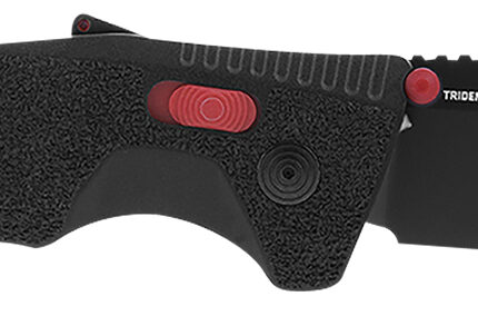S.O.G SOG11120441 Trident AT 3.70" Folding Tanto Plain Black TiNi Cryo D2 Steel Blade/Black w/Red Accents GRN Handle Features Line Cutter/Glass Breaker
