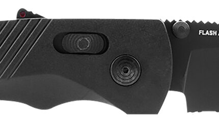 S.O.G SOG11180241 Flash AT 3.45" Folding Part Serrated Black TiNi Cryo D2 Steel Blade/Blackout GRN Handle Includes Pocket Clip