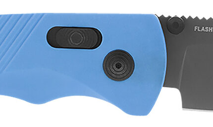 S.O.G SOG11180341 Flash AT 3.45" Folding Plain TiNi Cryo D2 Steel Blade/Civic Cyan GRN Handle Includes Pocket Clip