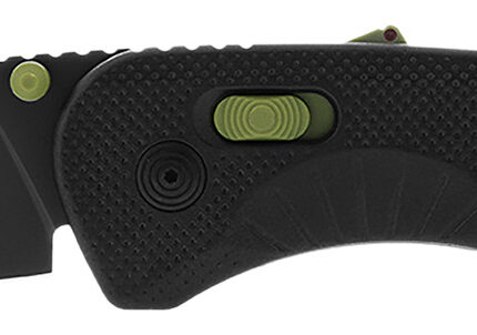S.O.G SOG11410941 Aegis AT 3.13" Folding Drop Point Plain Black TiNi Cryo D2 Steel Blade/Black w/Moss Accents GRN Handle
