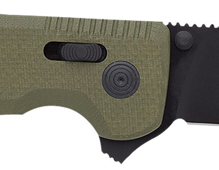 S.O.G SOG12380241 SOG-TAC XR 3.39" Folding Clip Point Plain Black TiNi Cryo D2 Steel Blade OD Green G10 Handle Includes Pocket Clip