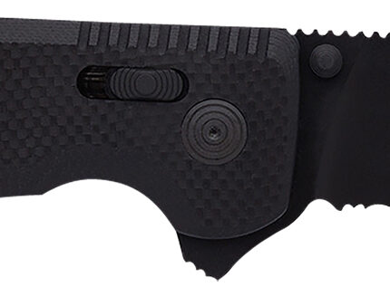 S.O.G SOG12380341 SOG-TAC XR 3.39" Folding Clip Point Part Serrated Black TiNi Cryo D2 Steel Blade Blackout G10 Handle Includes Pocket Clip