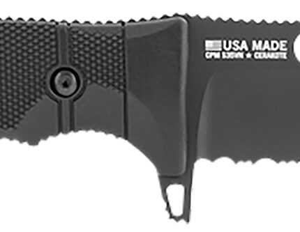 S.O.G SOG17210157 Seal FX 4.30" Fixed Clip Point Part Serrated Black Cerakote CPM S35VN SS Blade/Black GRN/SS Handle Includes Sheath