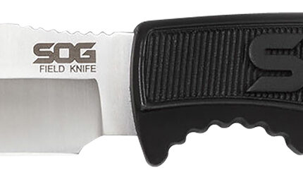 S.O.G SOGFK1001CP Field  4" Fixed Clip Point Plain Satin 7Cr17MoV SS Blade Black TPR Handle Includes Sheath