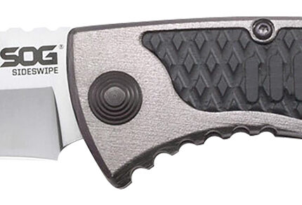 S.O.G SOG-SW1011-C Sideswipe  3.40" Folding Clip Point Plain Bead Blasted 7Cr15MoV SS Blade Gray Anodized Aluminum/G10 Handle Includes Belt Clip