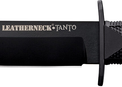 Cold Steel CS-39LSFCT Leatherneck  7" Fixed Plain Tanto Black Matte Powder Coat German D2 Steel Blade/Black Deep Checkered w/double Quillon Guard/ Griv-Ex Handle