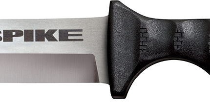 Cold Steel CS-53NBS Spike  4" Fixed Bowie Plain 4116 Stainless Steel Blade/Black Scalloped Griv-Ex Handle Includes Sheath