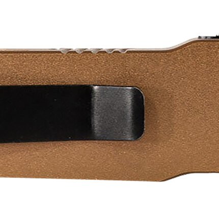 Templar Knife MAAB321 Premium LW  Slim 8.09" OTF Drop Point Plain Black Oxide Stonewashed Powdered D2 Steel Blade, 4.93" Bronze Anodized Aluminum Handle