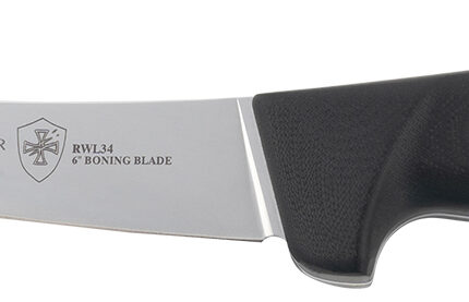 Templar Knife K6BBK362 Boning  6" Fixed Plain Damasteel Blade, 5" Black G10 Handle