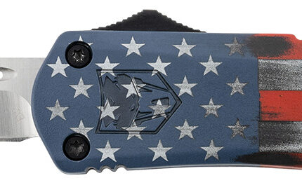 CobraTec Knives MCUSAFS3DNS FS-3 American Flag Medium 3" OTF Drop Point Plain Satin D2 Steel Blade, 5" US Flag Aluminum Cerakoted Handle