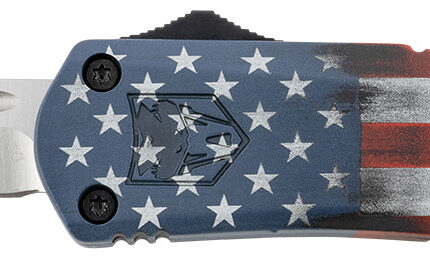 CobraTec Knives MCUSAFS3TNS FS-3 American Flag Medium 3" OTF Tanto Plain Satin D2 Steel Blade, 5" US Flag Aluminum Cerakoted Handle